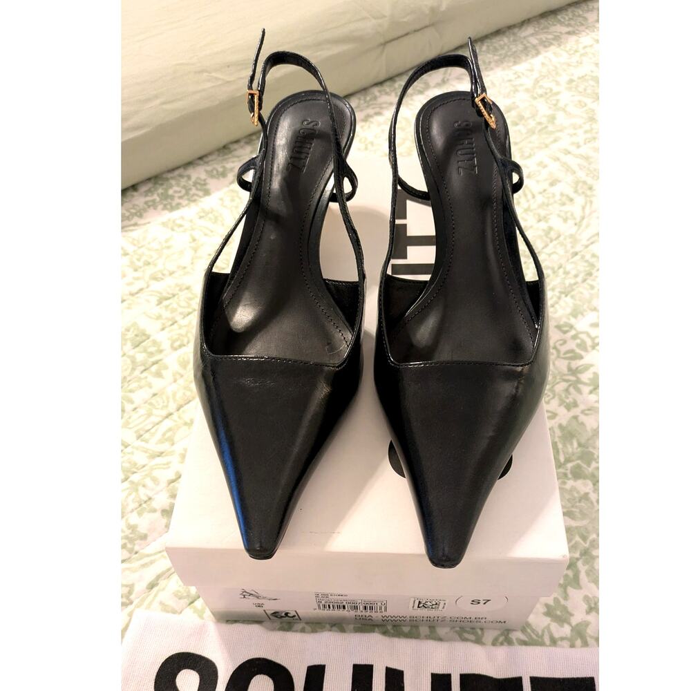SCHUTZ "Sophia" Black Patent Leather Slingback Pump